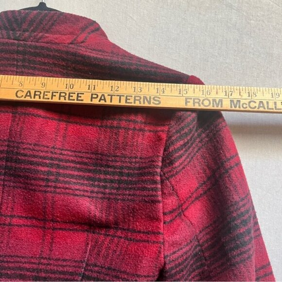 BB Dakota plaid wrap asymmetrical wool blend jacket Sz S - Picture 10 of 12